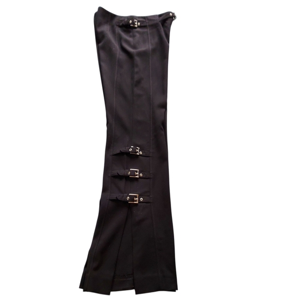 Escada Vintage Y2K  Black Wool Split Leg with Buckle Detail Front Zip Women's - Picture 10 of 16